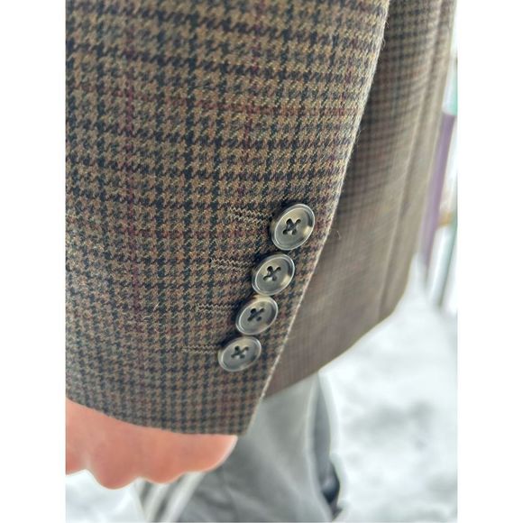 Nautica sports jacket suit plaid brown size 44R fully lined - Picture 7 of 16